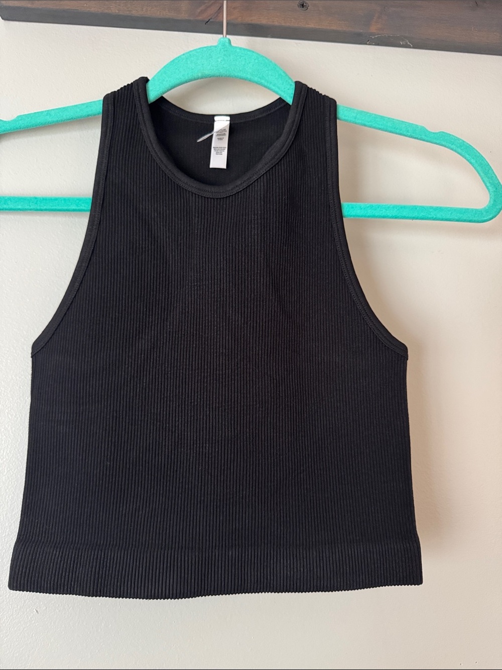 Zenana Outfitters Black Ribbed High Neck Crop Top